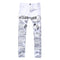 Letter Printed Men's Jeans White Mid Waist Streetwear Jeans